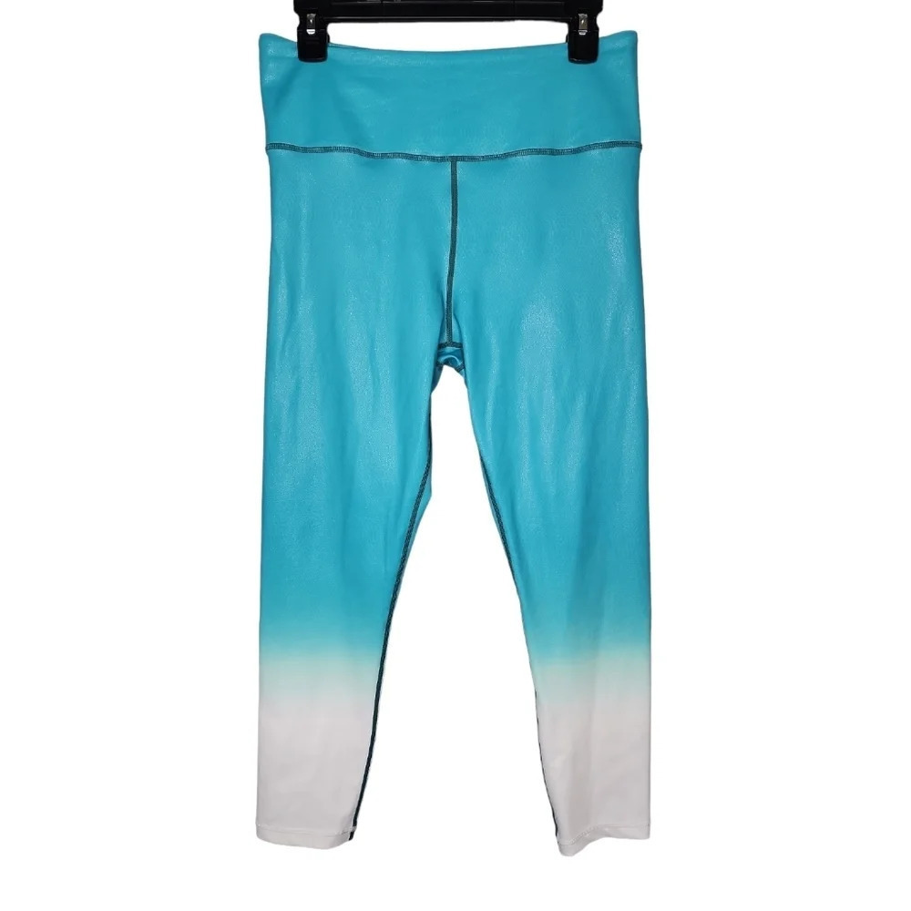 Zyia Blue and White Ombré Shine Leggings Women’s Size 12